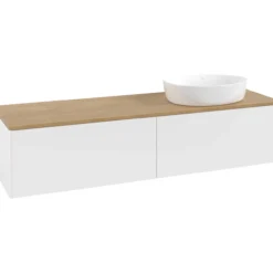 V&b antao servantskap 2 skuffer glatt 1600x360x500 høyre u/kranhull matt hvit/eik