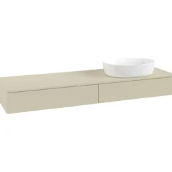 V&b antao servantskap 2 skuffer glatt 1600x190x500 høyre u/kranhull silkegrå