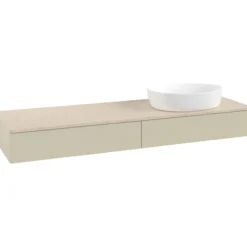 V&b antao servantskap 2 skuffer glatt 1600x190x500 høyre u/kranhull silkegrå/créme