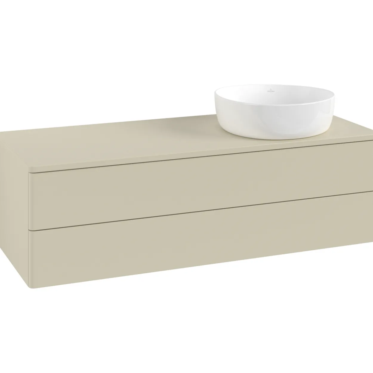 V&b antao servantskap 2 skuffer glatt 1200x360x500 høyre u/kranhull silkegrå