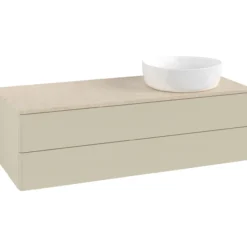 V&b antao servantskap 2 skuffer glatt 1200x360x500 høyre u/kranhull silkegrå/créme