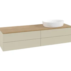 V&b antao servantskap 4 skuffer glatt 1600x360x500 høyre u/kranhull silkegrå/eik