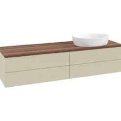 V&b antao servantskap 4 skuffer glatt 1600x360x500 høyre u/kranhull silkegrå/valnøtt