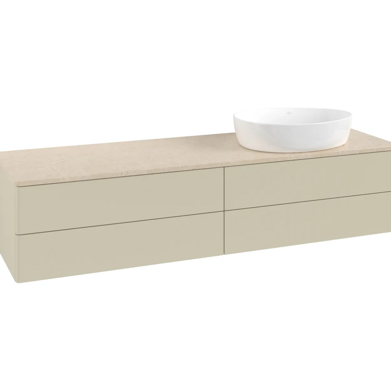 V&b antao servantskap 4 skuffer glatt 1600x360x500 høyre u/kranhull silkegrå/créme