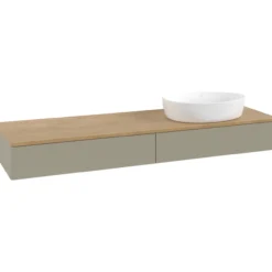 V&b antao servantskap 2 skuffer glatt 1600x190x500 høyre u/kranhull stengrå/eik