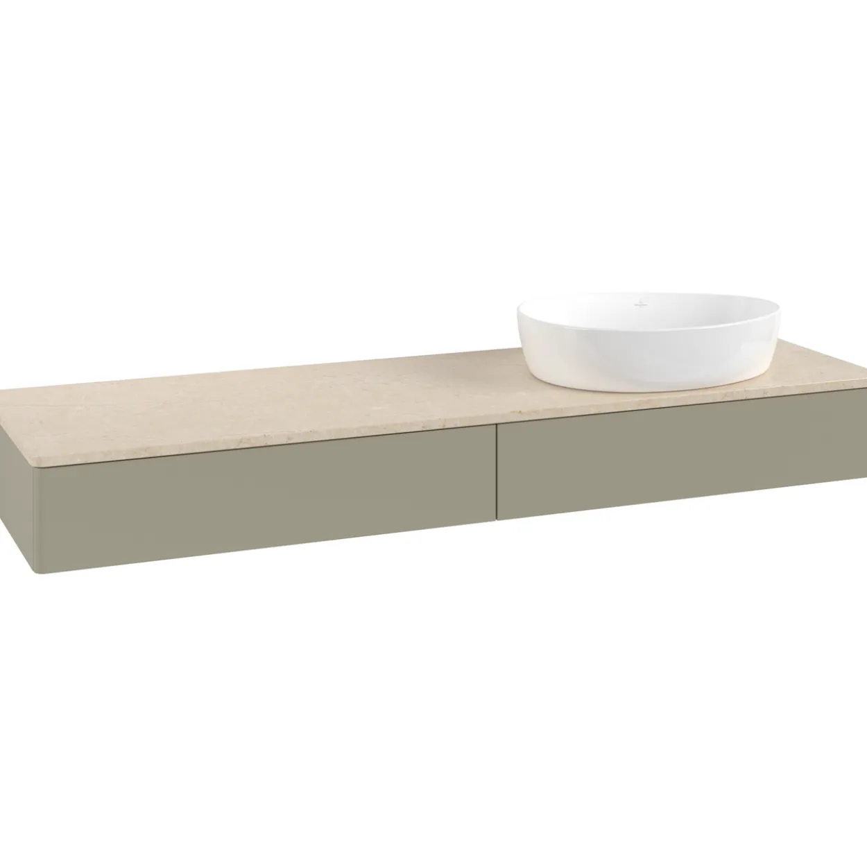 V&b antao servantskap 2 skuffer glatt 1600x190x500 høyre u/kranhull stengrå/créme