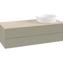 V&b antao servantskap 2 skuffer glatt 1200x360x500 høyre u/kranhull stengrå/créme