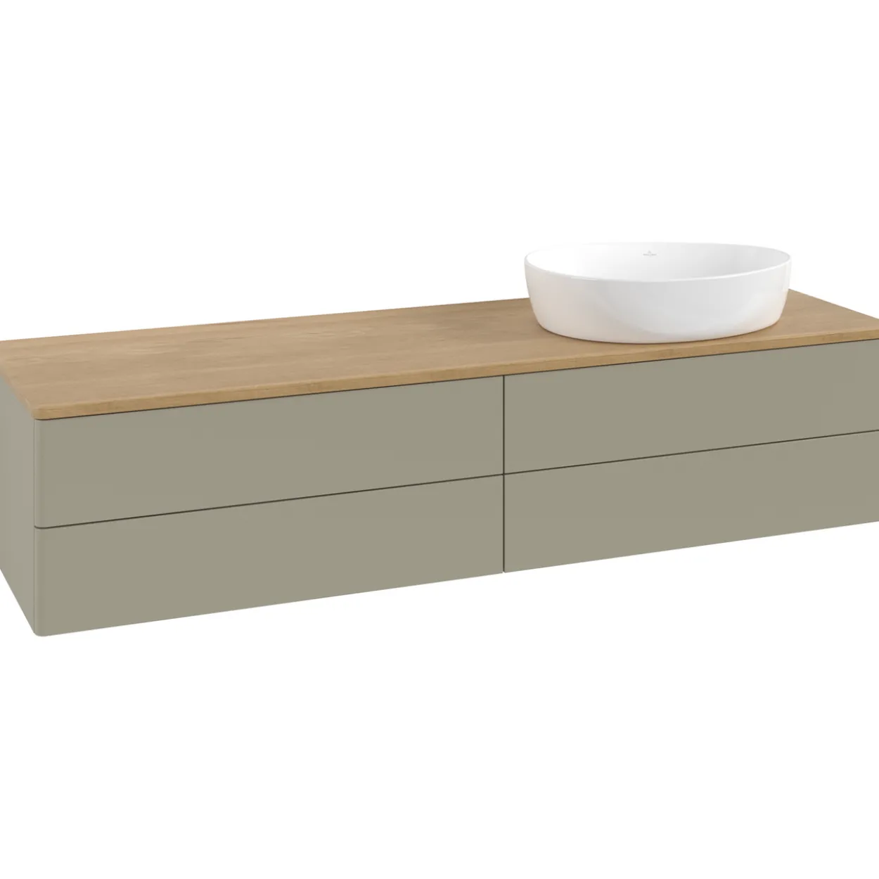 V&b antao servantskap 4 skuffer glatt 1600x360x500 høyre u/kranhull stengrå/eik