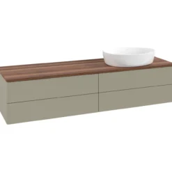 V&b antao servantskap 4 skuffer glatt 1600x360x500 høyre u/kranhull stengrå/valnøtt