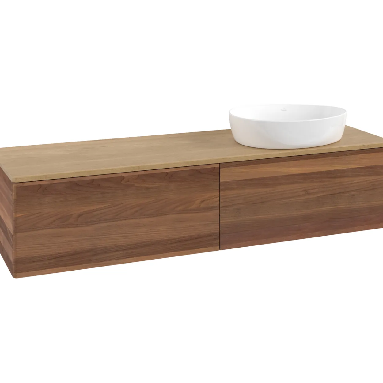 V&b antao servantskap 2 skuffer glatt 1600x360x500 høyre u/kranhull valnøtt/eik