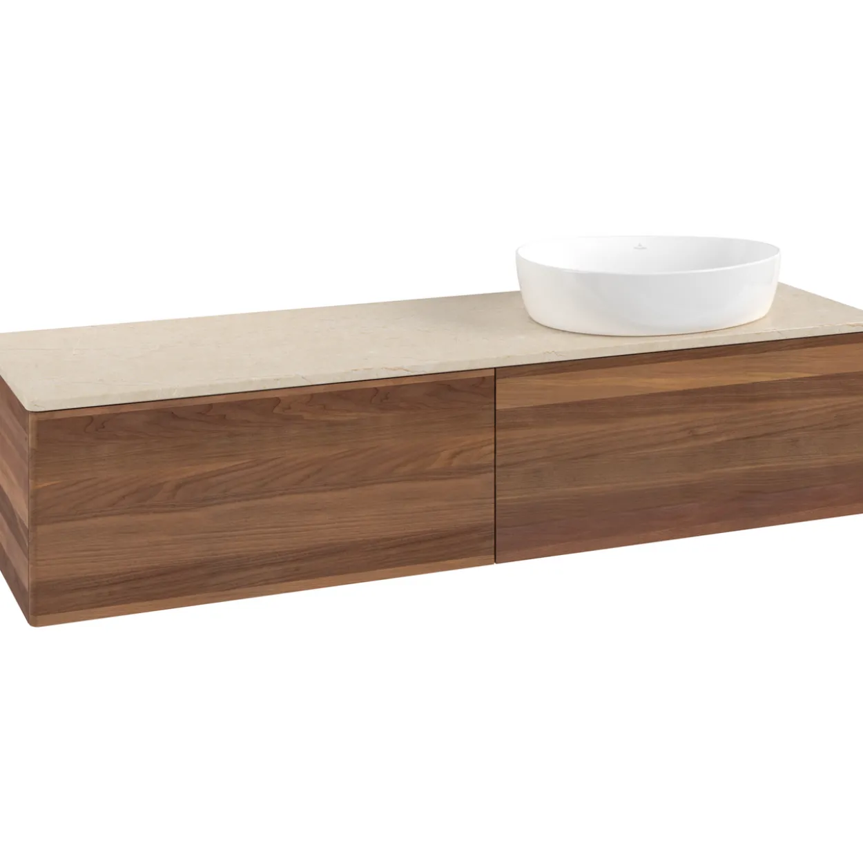 V&b antao servantskap 2 skuffer glatt 1600x360x500 høyre u/kranhull valnøtt/créme