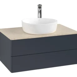 V&b antao servantskap 2 skuffer glatt 800x360x500 m/kranhull blå/créme