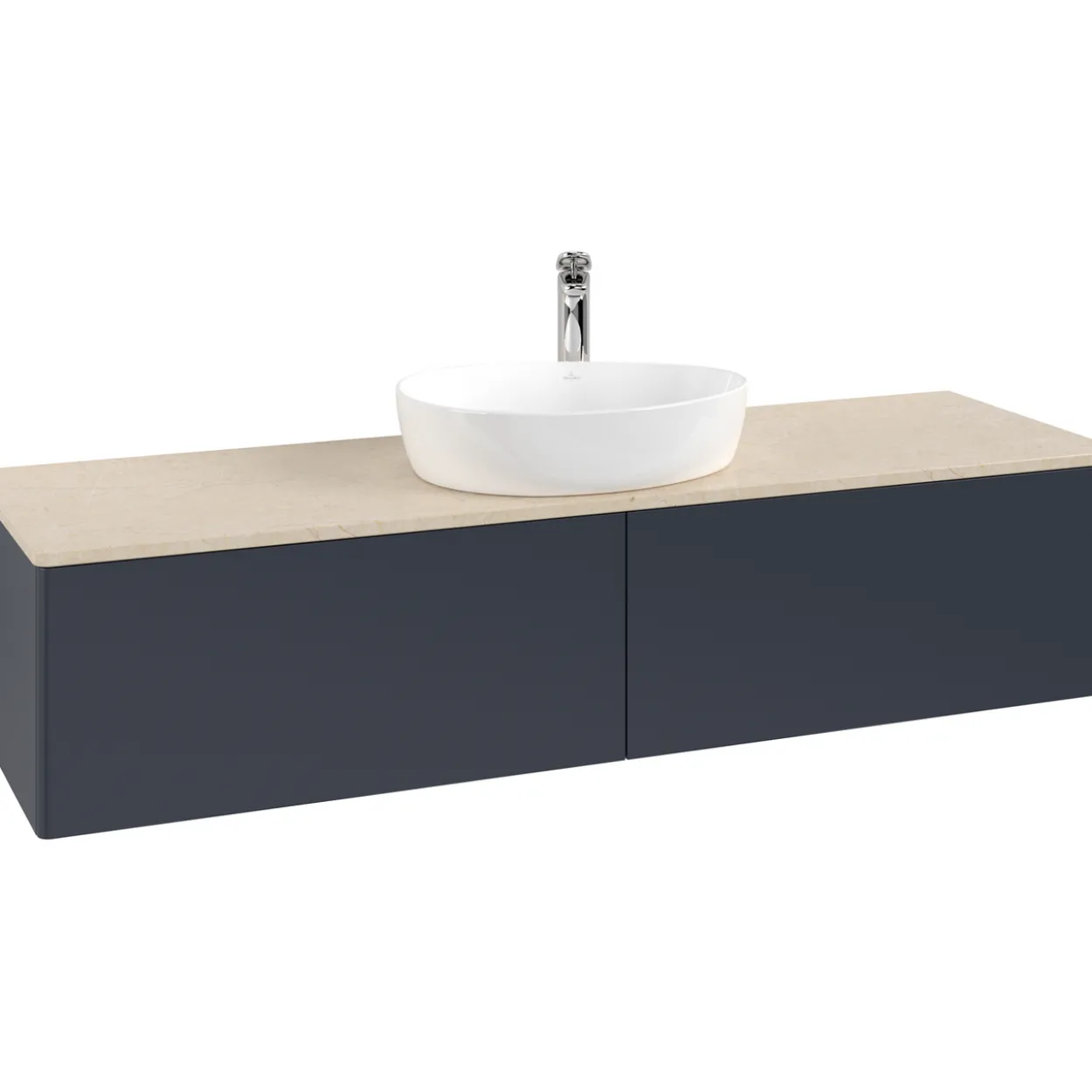 V&b antao servantskap 2 skuffer glatt 1600x360x500 m/kranhull blå/créme