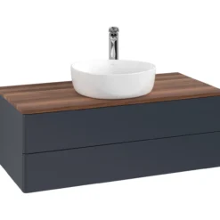 V&b antao servantskap 2 skuffer glatt 1000x360x500 m/kranhull blå/valnøtt
