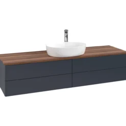 V&b antao servantskap 4 skuffer glatt 1600x360x500 m/kranhull blå/valnøtt