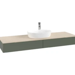 V&b antao servantskap 2 skuffer glatt 1600x190x500 m/kranhull grønn/créme