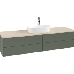 V&b antao servantskap 4 skuffer glatt 1600x360x500 m/kranhull grønn/créme