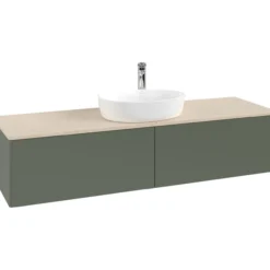 V&b antao servantskap 2 skuffer glatt 1600x360x500 m/kranhull grønn/créme