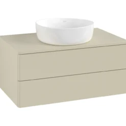 V&b antao servantskap 2 skuffer glatt 800x360x500 m/kranhull silkegrå
