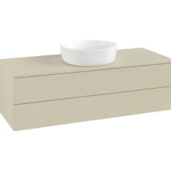 V&b antao servantskap 2 skuffer glatt 1200x360x500 m/kranhull silkegrå