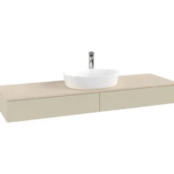 V&b antao servantskap 2 skuffer glatt 1600x190x500 m/kranhull silkegrå/créme