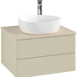 V&b antao servantskap 2 skuffer glatt 600x360x500 m/kranhull silkegrå/créme