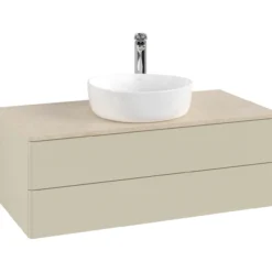 V&b antao servantskap 2 skuffer glatt 1000x360x500 m/kranhull silkegrå/créme