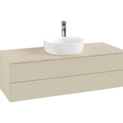 V&b antao servantskap 2 skuffer glatt 1200x360x500 m/kranhull silkegrå/créme