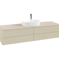 V&b antao servantskap 4 skuffer glatt 1600x360x500 m/kranhull silkegrå/créme