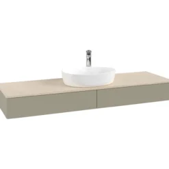 V&b antao servantskap 2 skuffer glatt 1600x190x500 m/kranhull stengrå/créme