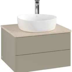 V&b antao servantskap 2 skuffer glatt 600x360x500 m/kranhull stengrå/créme