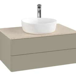 V&b antao servantskap 2 skuffer glatt 800x360x500 m/kranhull stengrå/créme