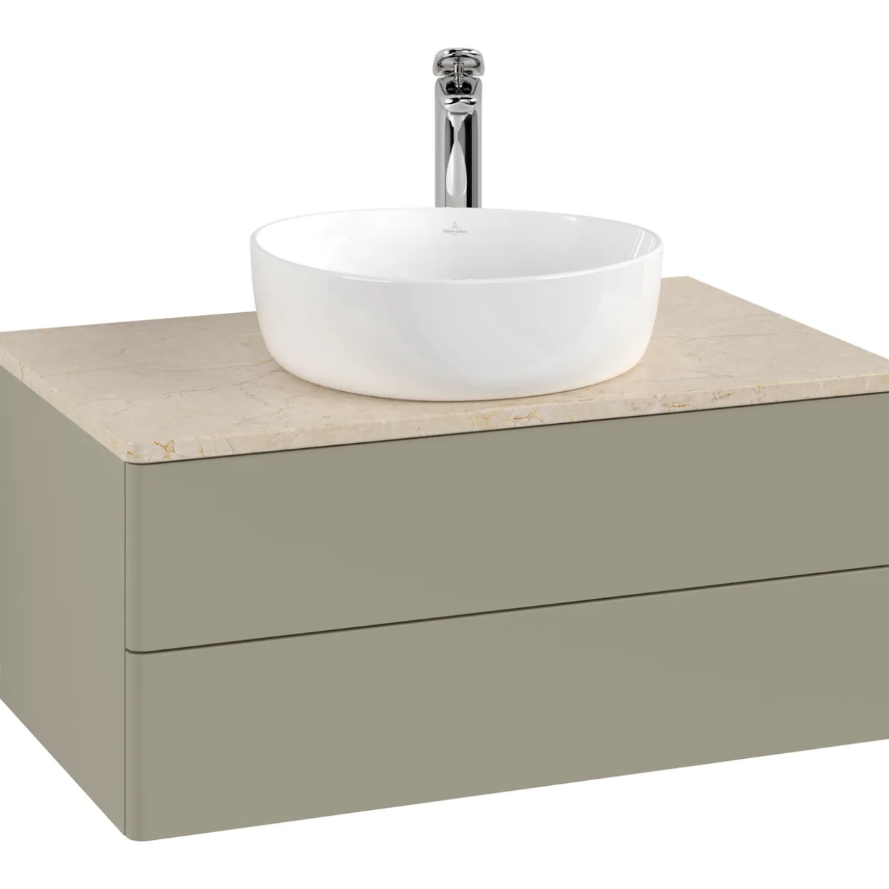 V&b antao servantskap 2 skuffer glatt 800x360x500 m/kranhull stengrå/créme