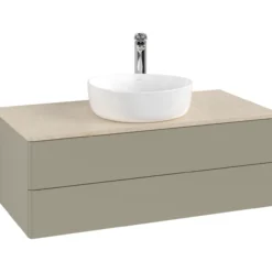V&b antao servantskap 2 skuffer glatt 1000x360x500 m/kranhull stengrå/créme