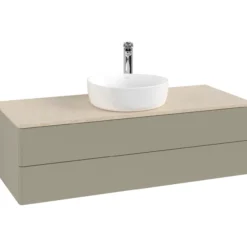 V&b antao servantskap 2 skuffer glatt 1200x360x500 m/kranhull stengrå/créme