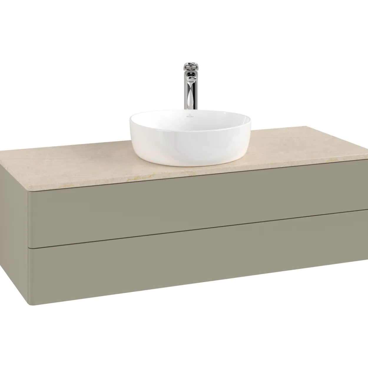 V&b antao servantskap 2 skuffer glatt 1200x360x500 m/kranhull stengrå/créme