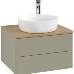 V&b antao servantskap 2 skuffer glatt 600x360x500 m/kranhull stengrå/eik