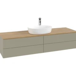 V&b antao servantskap 4 skuffer glatt 1600x360x500 m/kranhull stengrå/eik