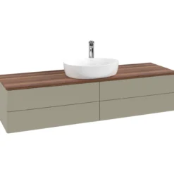 V&b antao servantskap 4 skuffer glatt 1600x360x500 m/kranhull stengrå/valnøtt