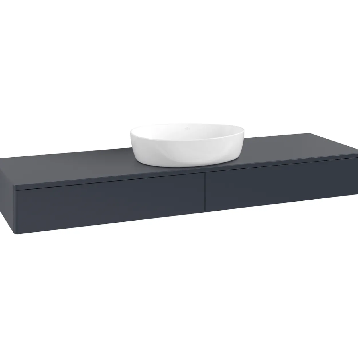 V&b antao servantskap 2 skuffer glatt 1600x190x500 u/kranhull blå