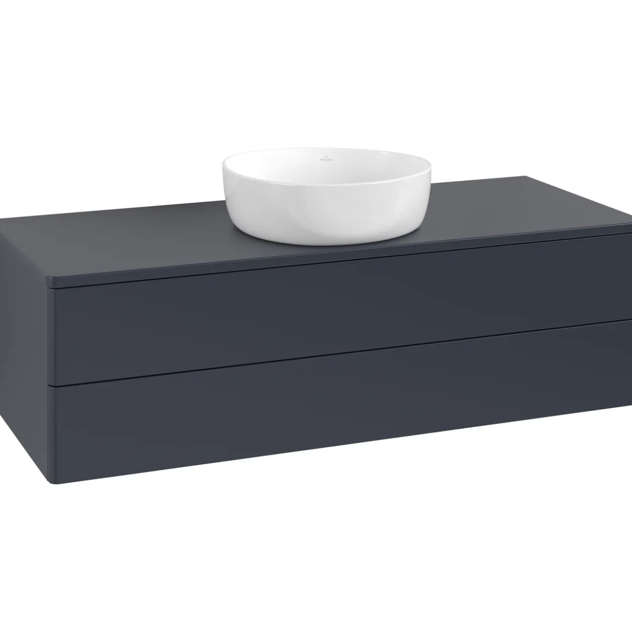 V&b antao servantskap 2 skuffer glatt 1200x360x500 u/kranhull blå
