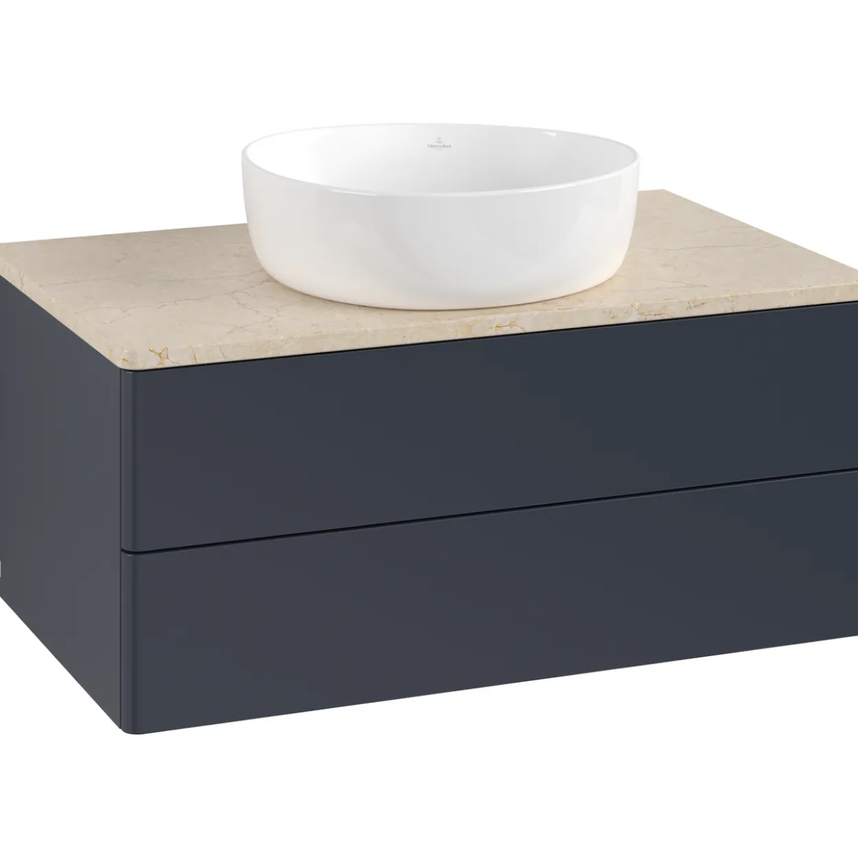 V&b antao servantskap 2 skuffer glatt 800x360x500 u/kranhull blå/créme