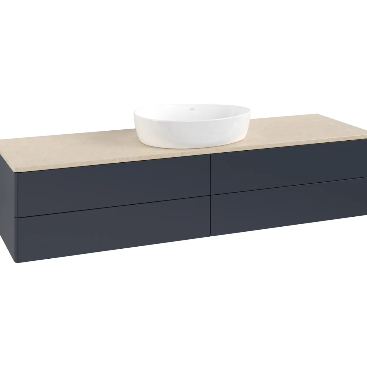 V&b antao servantskap 4 skuffer glatt 1600x360x500 u/kranhull blå/créme