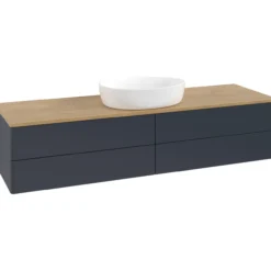 V&b antao servantskap 4 skuffer glatt 1600x360x500 u/kranhull blå/eik