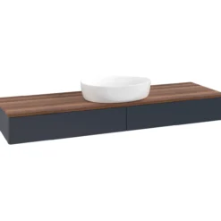 V&b antao servantskap 2 skuffer glatt 1600x190x500 u/kranhull blå/valnøtt