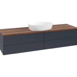 V&b antao servantskap 4 skuffer glatt 1600x360x500 u/kranhull blå/valnøtt