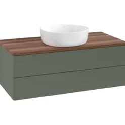 V&b antao servantskap 2 skuffer glatt 1000x360x500 u/kranhull grønn/valnøtt