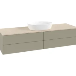 V&b antao servantskap 4 skuffer glatt 1600x360x500 u/kranhull m/lys stengrå/créme