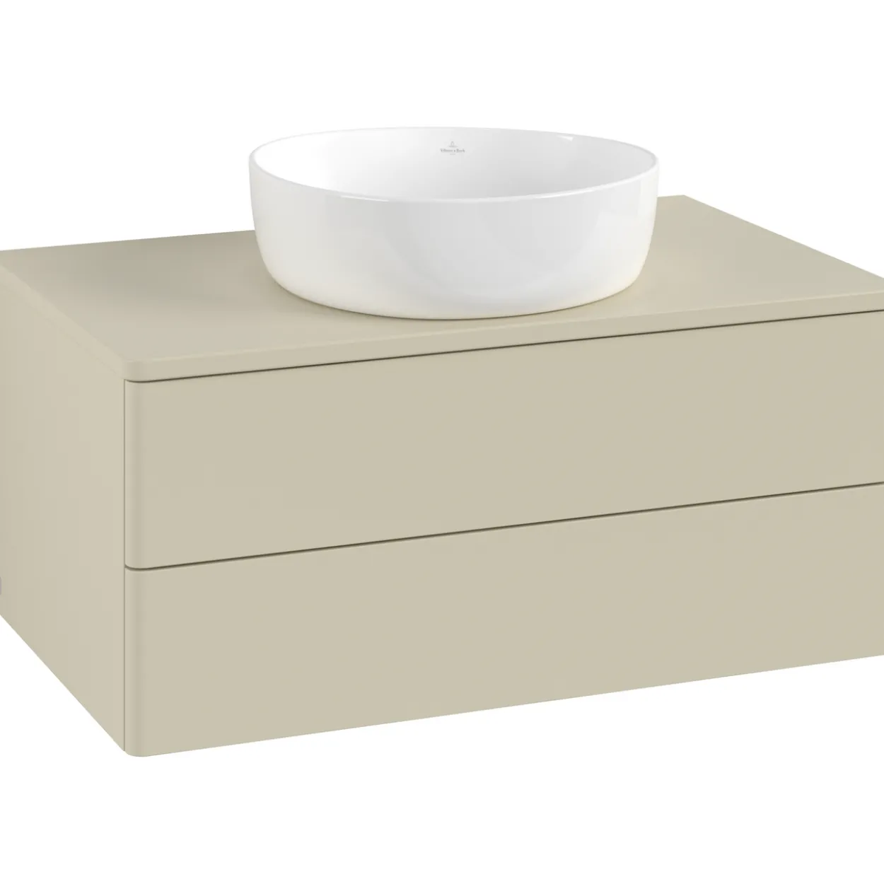 V&b antao servantskap 2 skuffer glatt 800x360x500 u/kranhull silkegrå