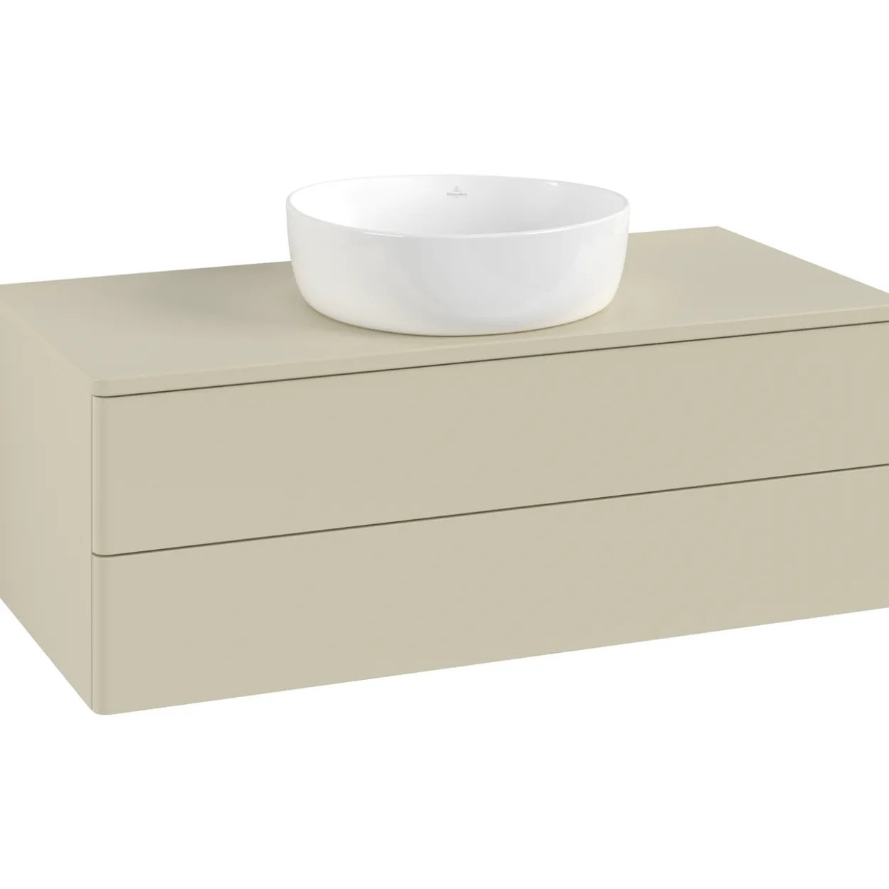 V&b antao servantskap 2 skuffer glatt 1000x360x500 u/kranhull silkegrå